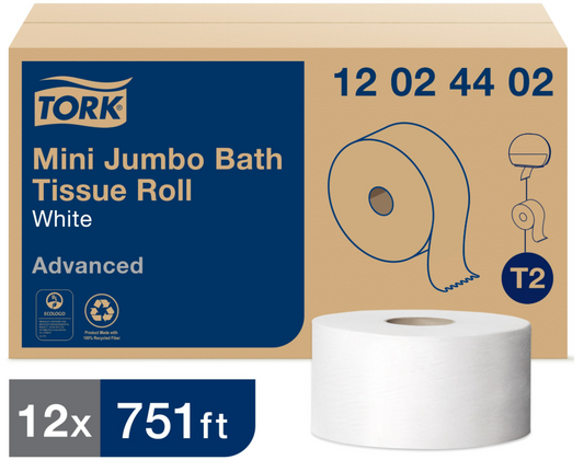 T2 - Tork Mini Jumbo Bath Tissue Roll - 2 Ply
